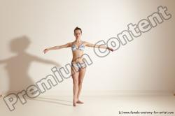 Swimsuit Gymnastic poses Woman White Moving poses Slim long brown Dynamic poses Academic